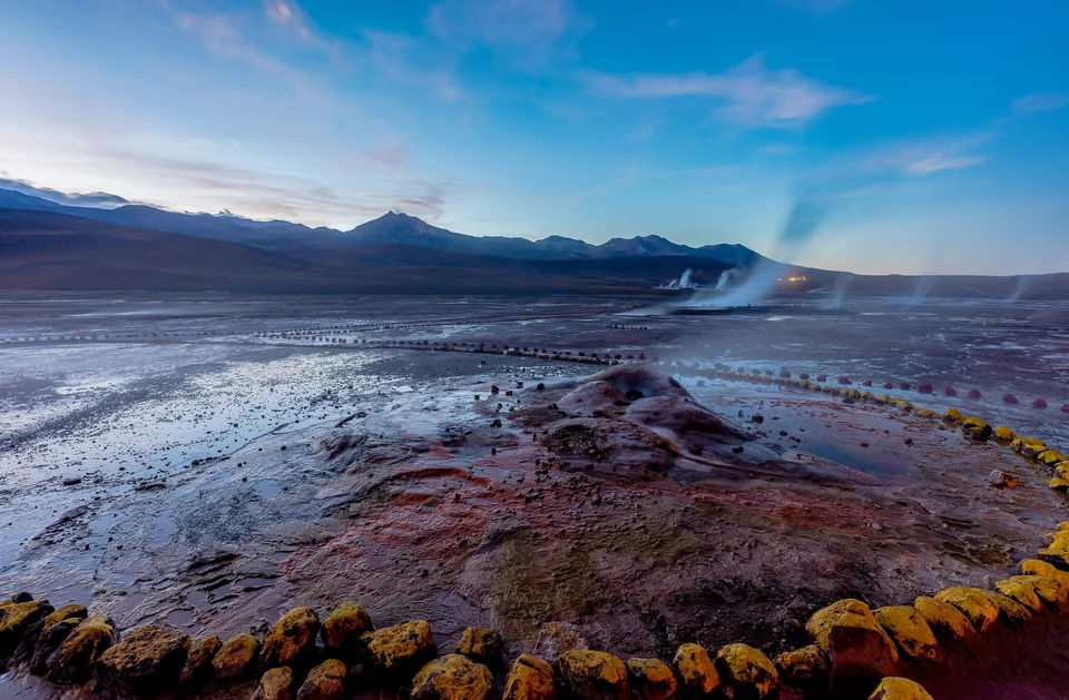 Steam rising from a geyser at El Tatio in the Andes north of San Pedro de Atacama