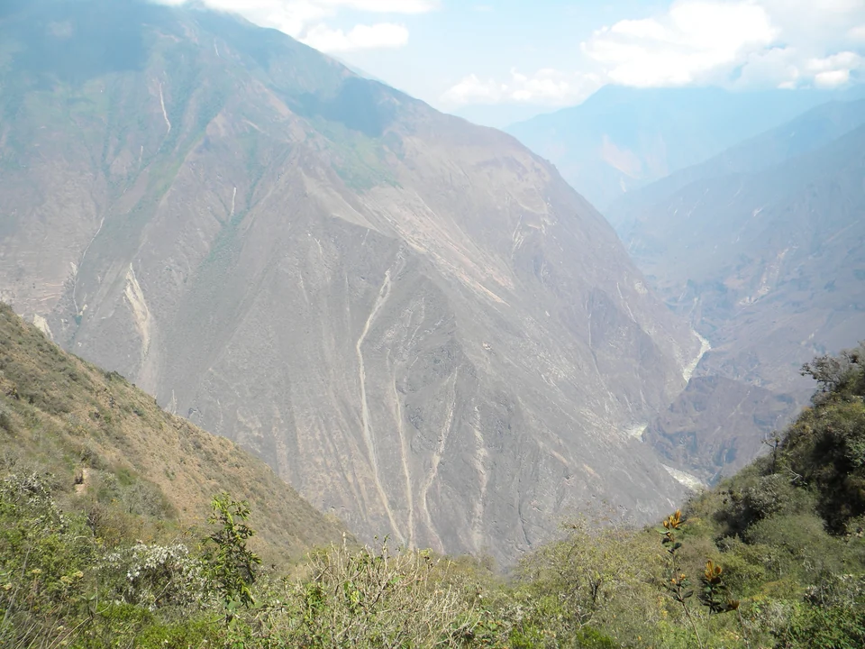 Steep walls of the Apurímac canyon seen from Choquequirao in southern Peru