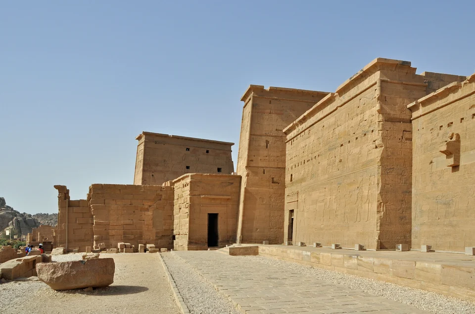 The Temple of Isis at Philae on Agilkia Island near Aswan, seen from the water