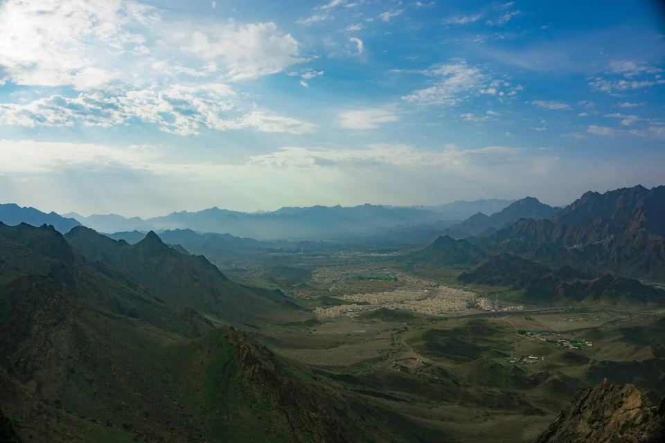Layers of the Hajar Mountains range around Hatta, United Arab Emirates