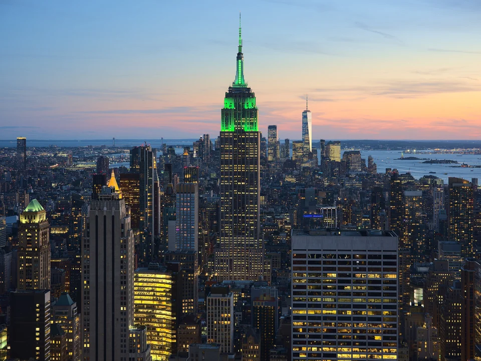 The Empire State Building seen from the Top of the Rock observation deck at Rockefeller Center