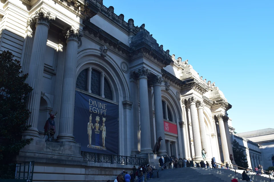 The Beaux-Arts Fifth Avenue facade and steps of the Metropolitan Museum of Art in Manhattan