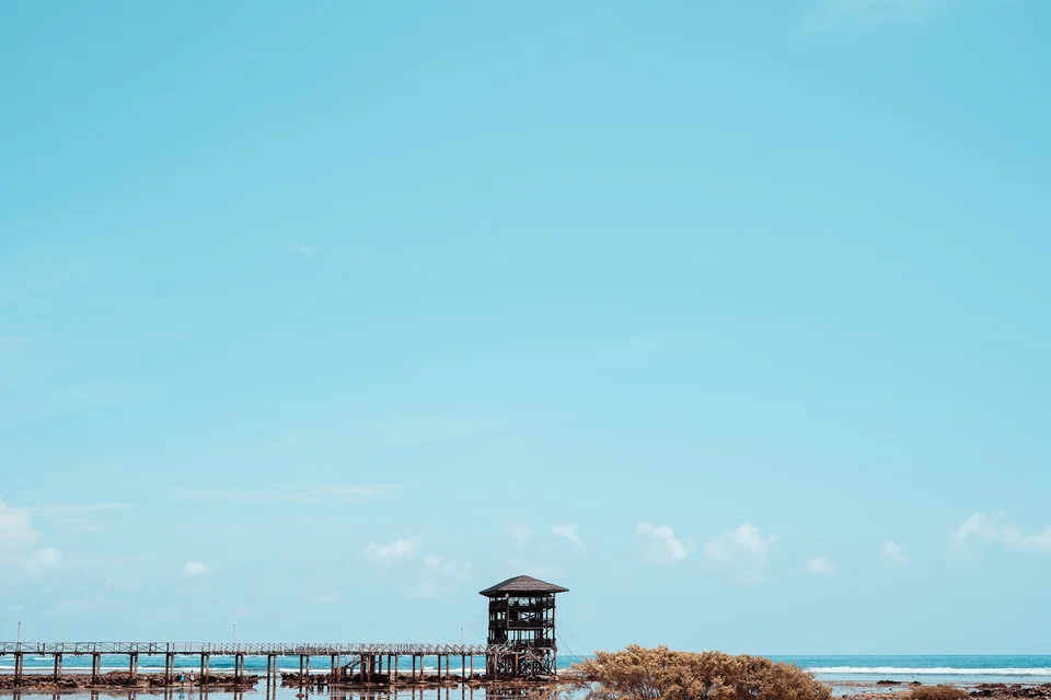 Cloud 9 boardwalk pier and surf break on Siargao Island, Philippines