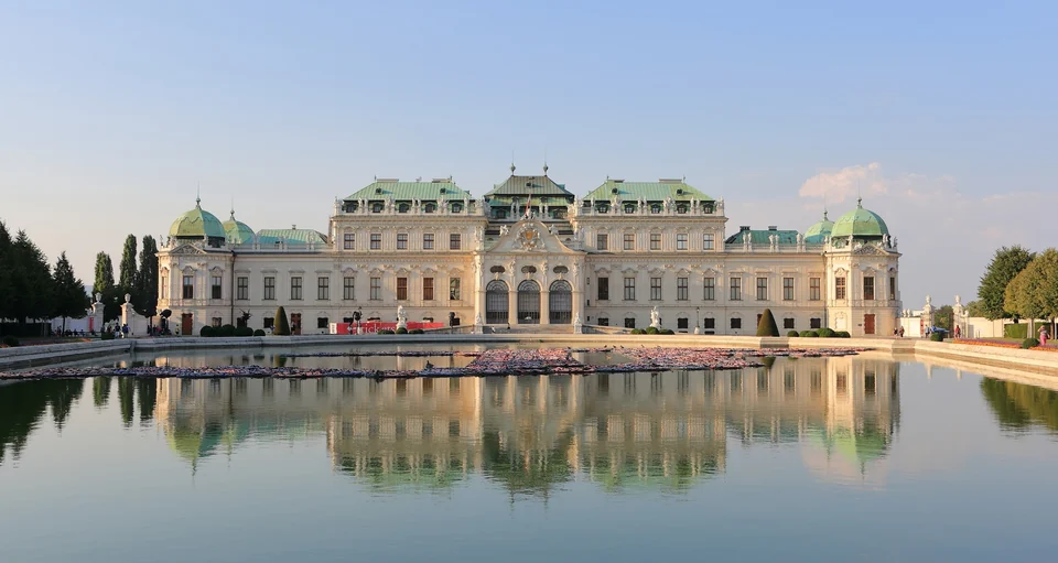 The Upper Belvedere palace in Vienna with its baroque facade and formal garden