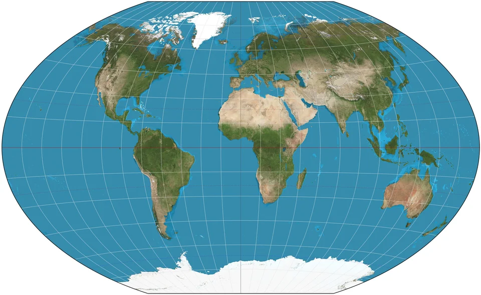 Carte du monde selon la projection de compromis tripel de Winkel utilisée par National Geographic