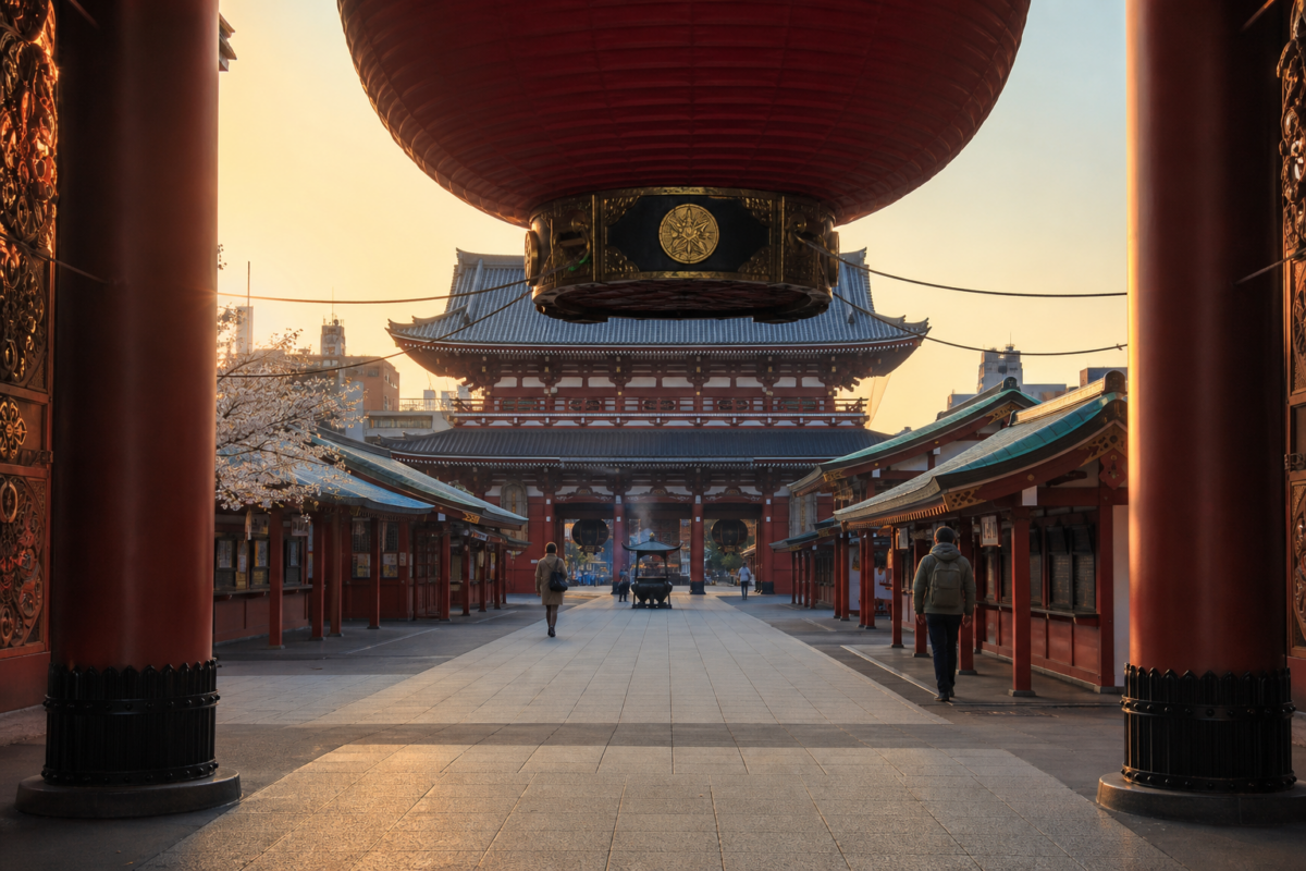 Senso-ji temple in Asakusa Tokyo at sunrise